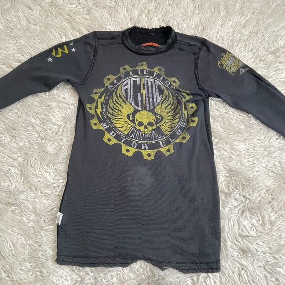 Vintage Affliction Fear The Reaper Mens Reversible Thermal Shirt Size Medium - Picture 4 of 6